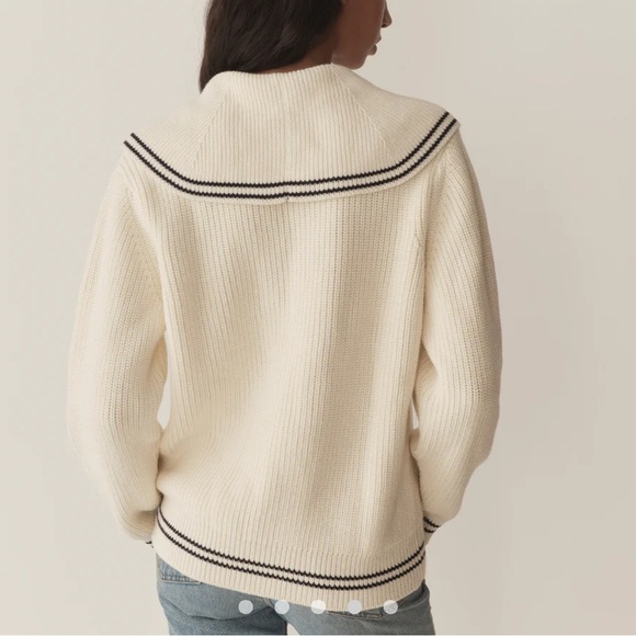 Doen Voyage Sweater NWT Cream Sailor Collar Cotton Wool Blend L - Picture 6 of 10